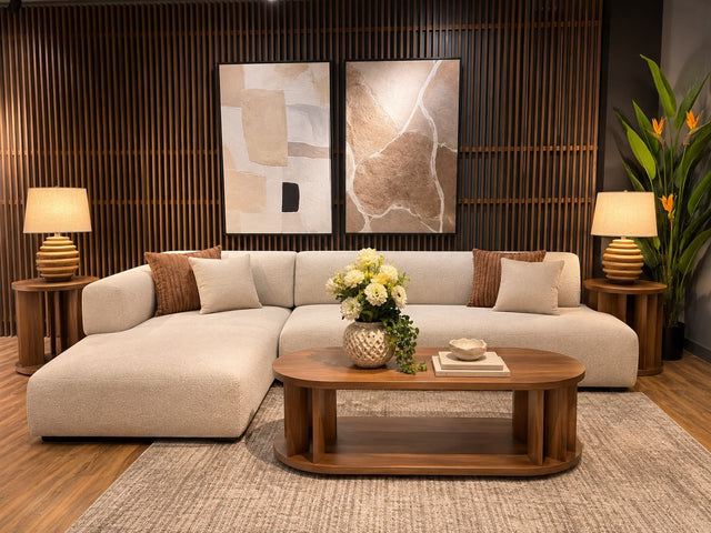 Corner Sofa Bow Left Cream