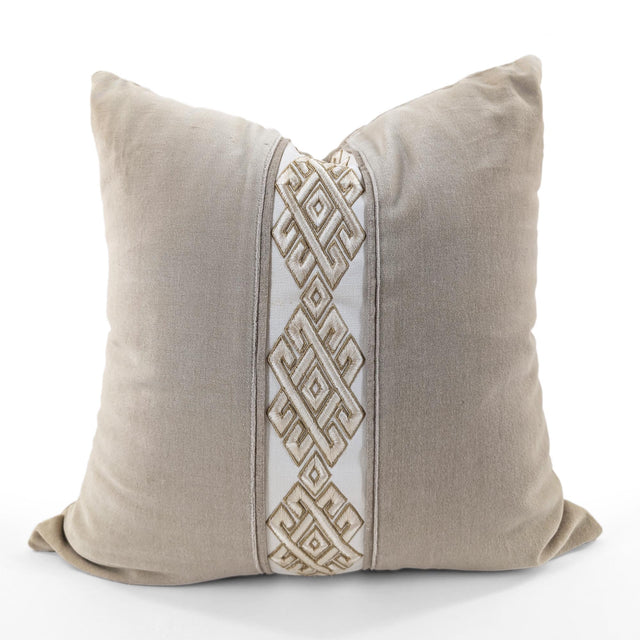 Jewel Embroidered Sash Cushion Cover, Champagne