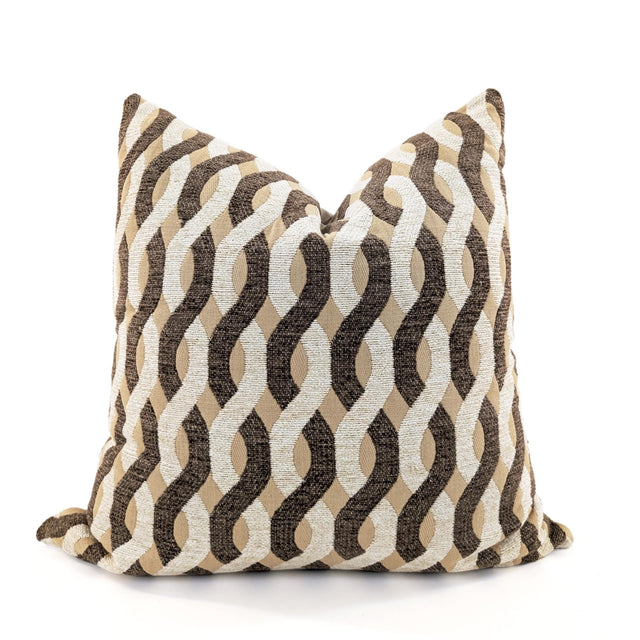 Intertwined Wave Jacquard Cushion Cover, Natural, 52x52cm