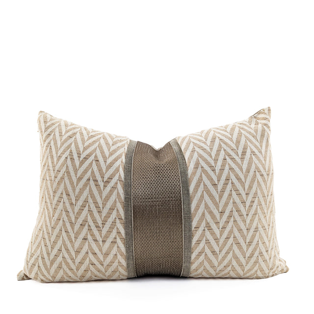 Nomad Sash Herring Natural Lumbar Cushion Cover, Chevron Weave Design, 38x58cm
