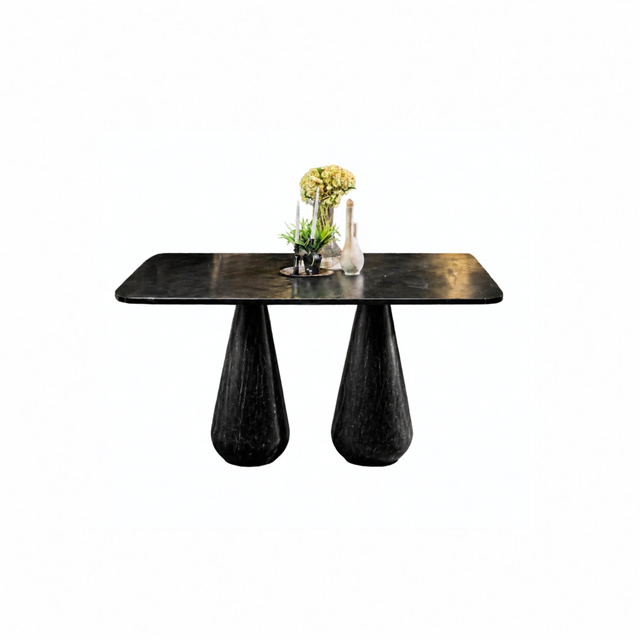 Marine Black Drop 4-Pillar Dining Table