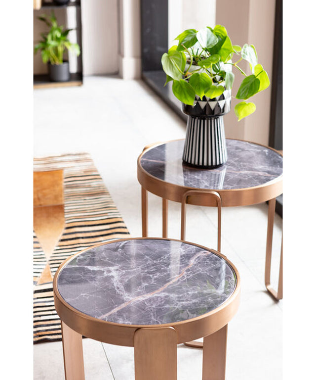 Coffee Table Perelli Brass Set of 3