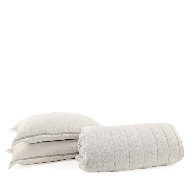 Cotton Linen Quilted Bedspread Set with Matching Pillow Shams