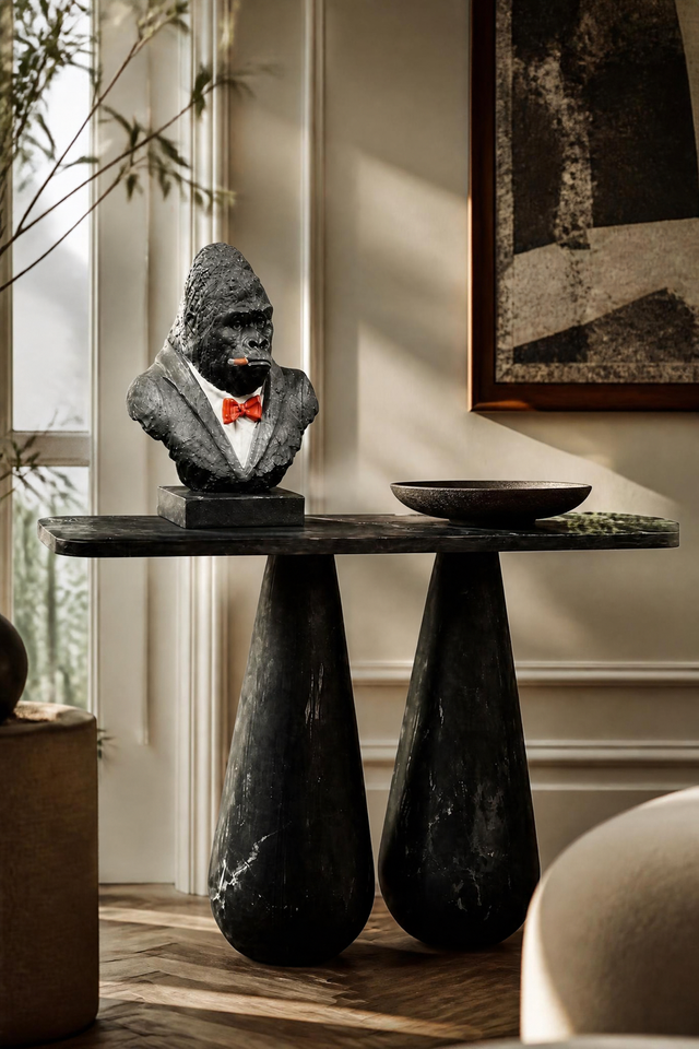 Marine Black Drop 2-Pillar Console Table