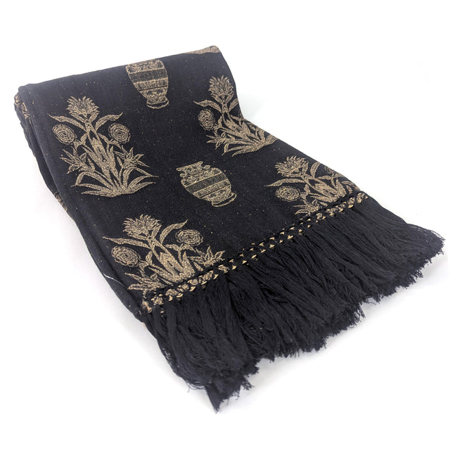 Jacquard Woven Throw with Decorative Fringe, 117x183cm