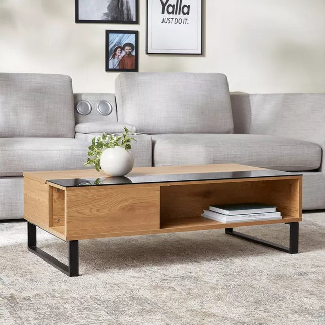 Azalea coffee table black glass top
