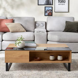 Azalea coffee table black glass top