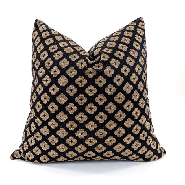 Cymbal Medallion Jacquard Cushion Cover, Black & Gold, 52x52cm