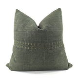 Sage Green 100% Linen Embroidered Cushion Cover, 52x52cm