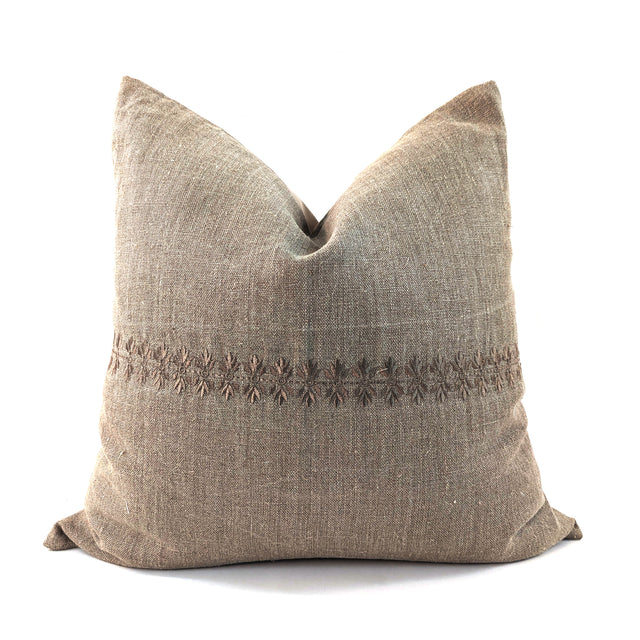 European Lace Linen Cushion Cover, Natural, 52x52cm