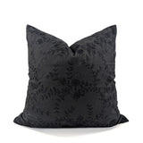 Floral Vine Embroidered Cushion Cover, Midnight Black, 52x52cm