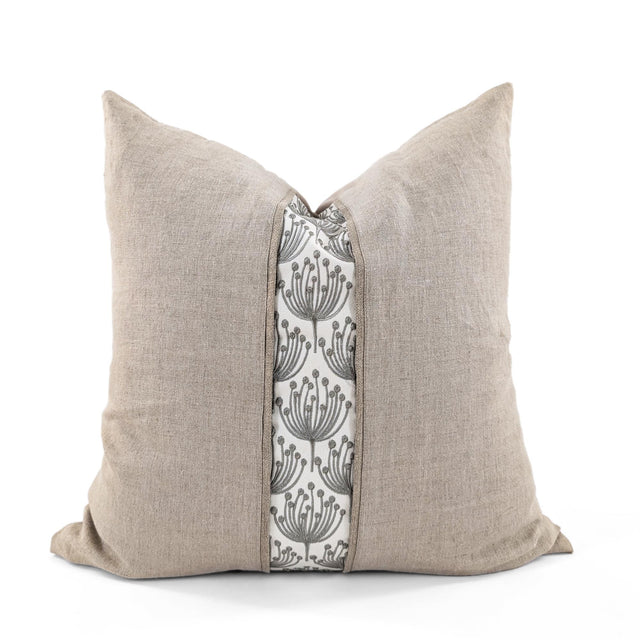 Cactus Moss Linen Blend Cushion Cover, Botanical Sash Design, 52x52cm