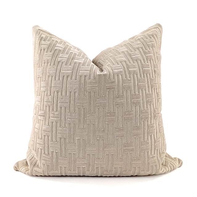 Screen Cutwork Velvet Cushion Cover, Vanilla, 52x52cm