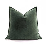 Bandhini Premium Cotton Velvet Cushion Cover with Flange Edge, Olive Green, 52x52cm