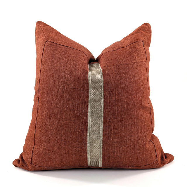 London Linen Cushion Cover, Rust Accent Design, 52x52cm