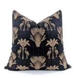 Palm & Flamingo Jacquard Cushion Cover, Black & Gold, 52x52cm