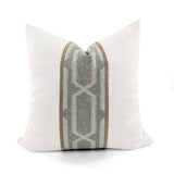 Cross Town Sage Linen Blend Cushion Cover, Geometric Stripe Design