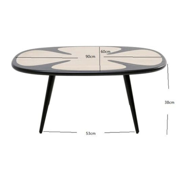 Coffee Table Petal Nature Black 90x60cm
