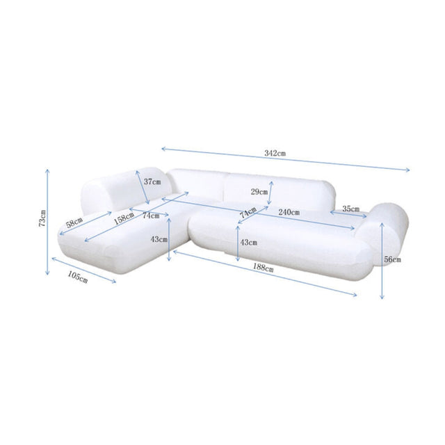 Corner Sofa Soft Edge Left Cream