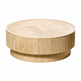 Round Fluted Travertine Coffee Table