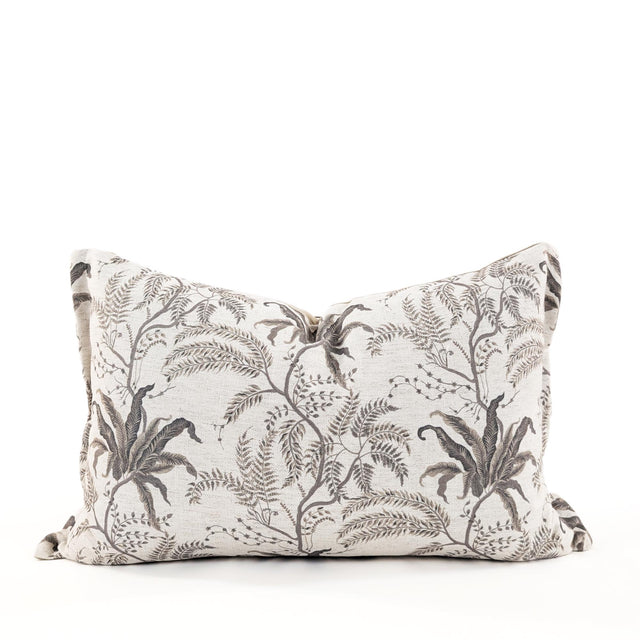 Fawn Khaki Botanical Lumbar Cushion Cover, Polyester Linen Blend, 38x58cm