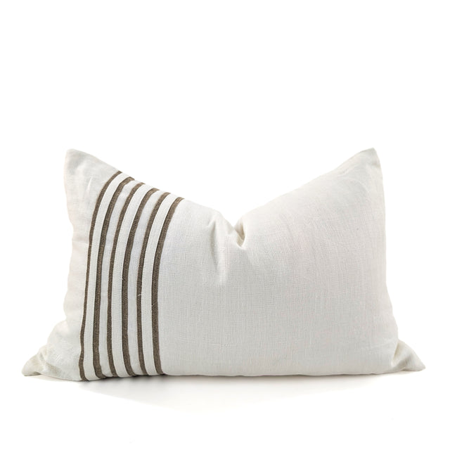 Massimo Azure Linen Stripe Cushion Cover, White, 38x58cm