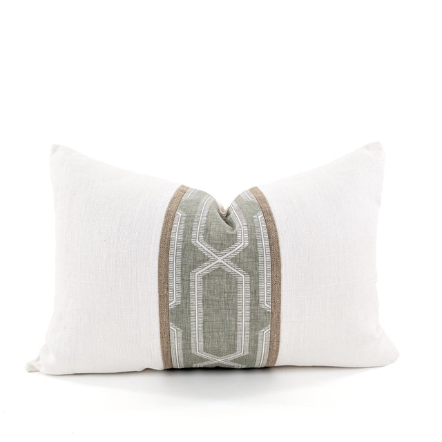 Cross Town Sage Linen Blend Cushion Cover, Geometric Stripe Design