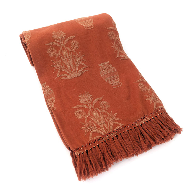 Jacquard Woven Throw with Decorative Fringe, 117x183cm