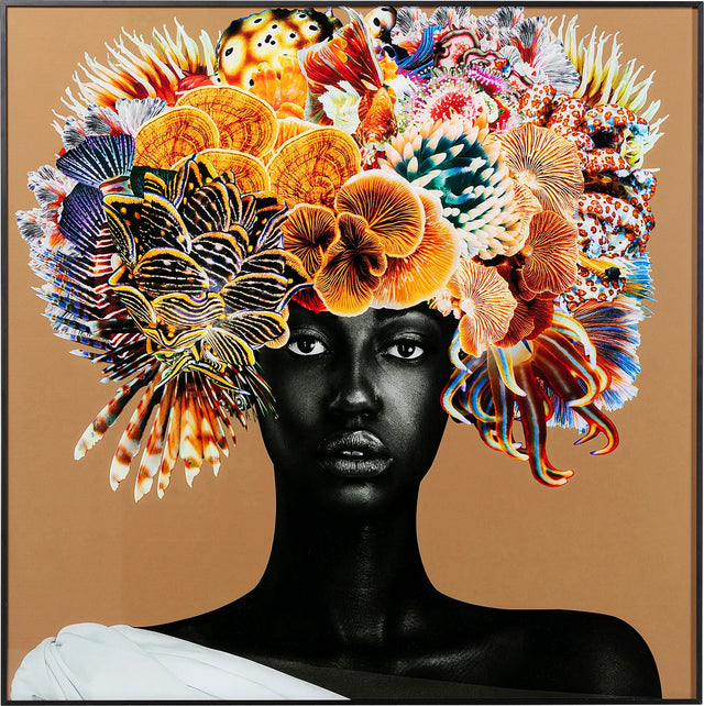 Framed Picture Flower Hair 120x120cm