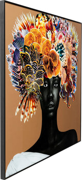 Framed Picture Flower Hair 120x120cm