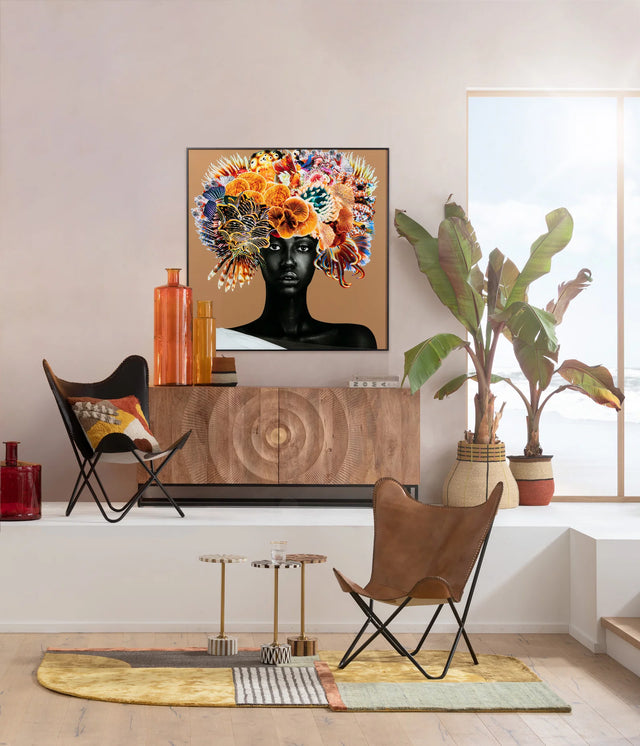 Framed Picture Flower Hair 120x120cm