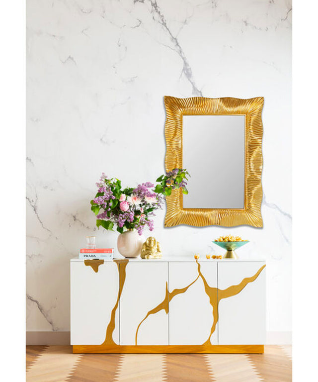 Wall Mirror Wavy Brass 94x124cm KARE