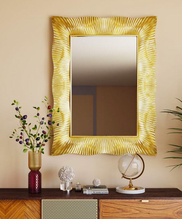 Wall Mirror Wavy Brass 94x124cm KARE