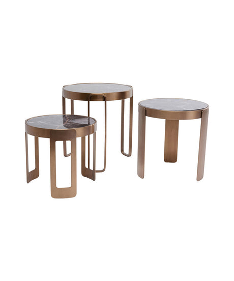 Coffee Table Perelli Brass Set of 3