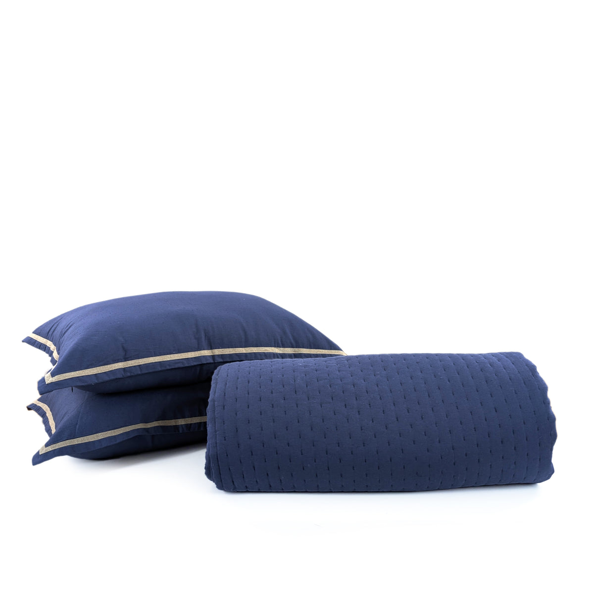 Cotton Linen Quilted Bedspread Set with Matching Pillow Shams
