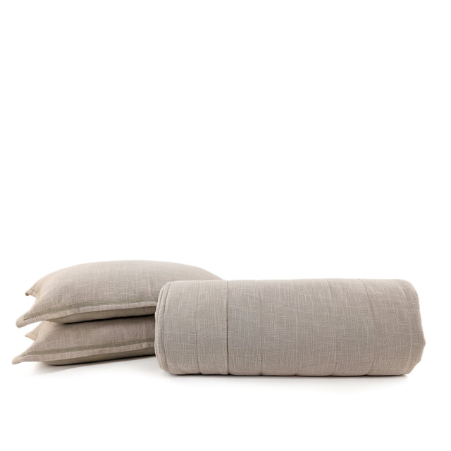Cotton Slub Quilted Bedspread Set with Matching Pillow Shams