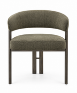 Duct Dining Chair with Armrest, Dark Olive Bouclé