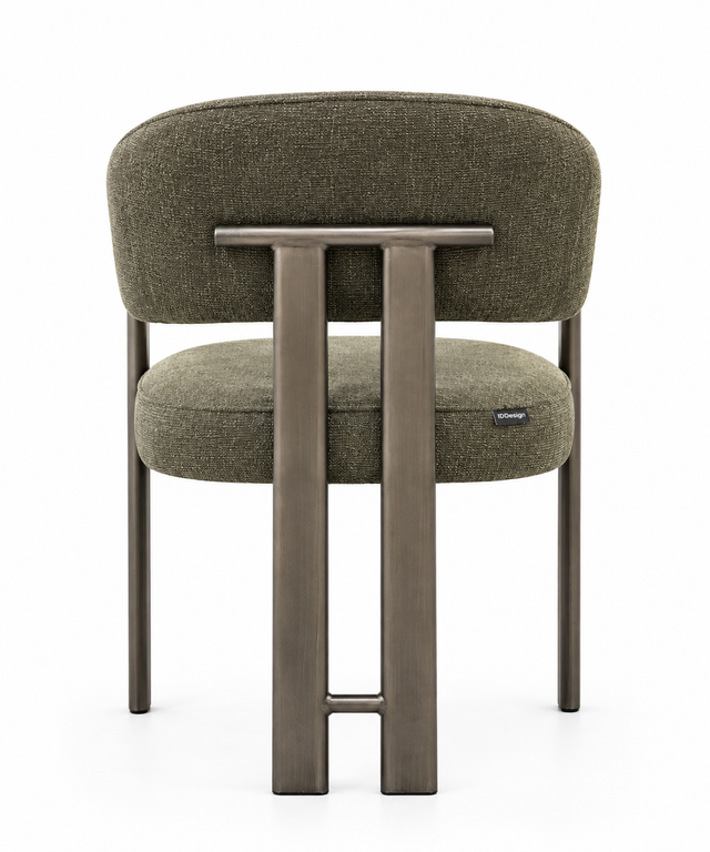 Duct Dining Chair with Armrest, Dark Olive Bouclé