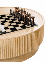 Round Fluted Travertine Coffee Table