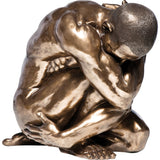 Deco Figurine Nude Man Hug Bronze