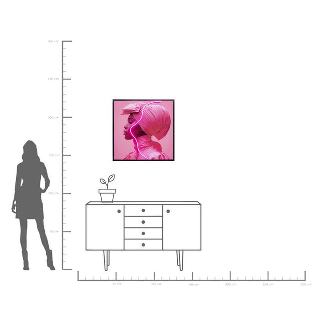 Framed Picture LED Pink Woman