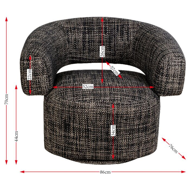 Swivel Armchair Maye Bow Grey