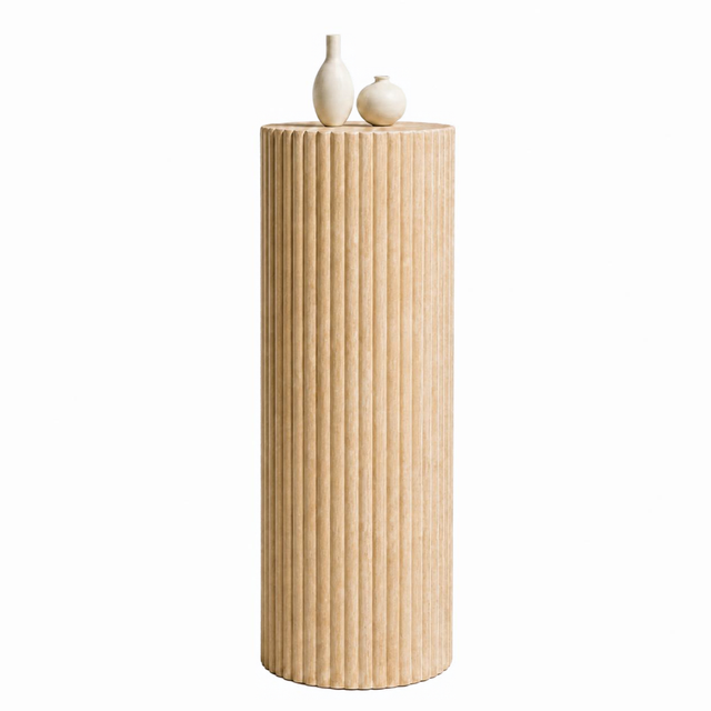 Round Fluted Travertine Plinth