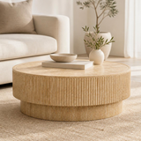 Round Fluted Travertine Coffee Table