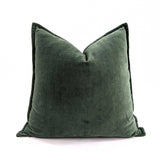 Bandhini Premium Cotton Velvet Cushion Cover with Flange Edge, Olive Green, 52x52cm