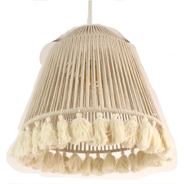 Pendant Light Tassels Cotton White