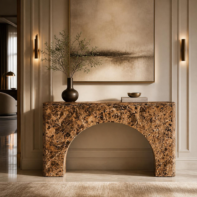 Brown Emperador Console Table