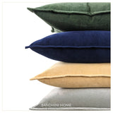 Bandhini Premium Cotton Velvet Cushion Cover with Flange Edge, Olive Green, 52x52cm