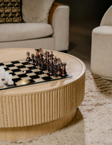 Round Fluted Travertine Coffee Table