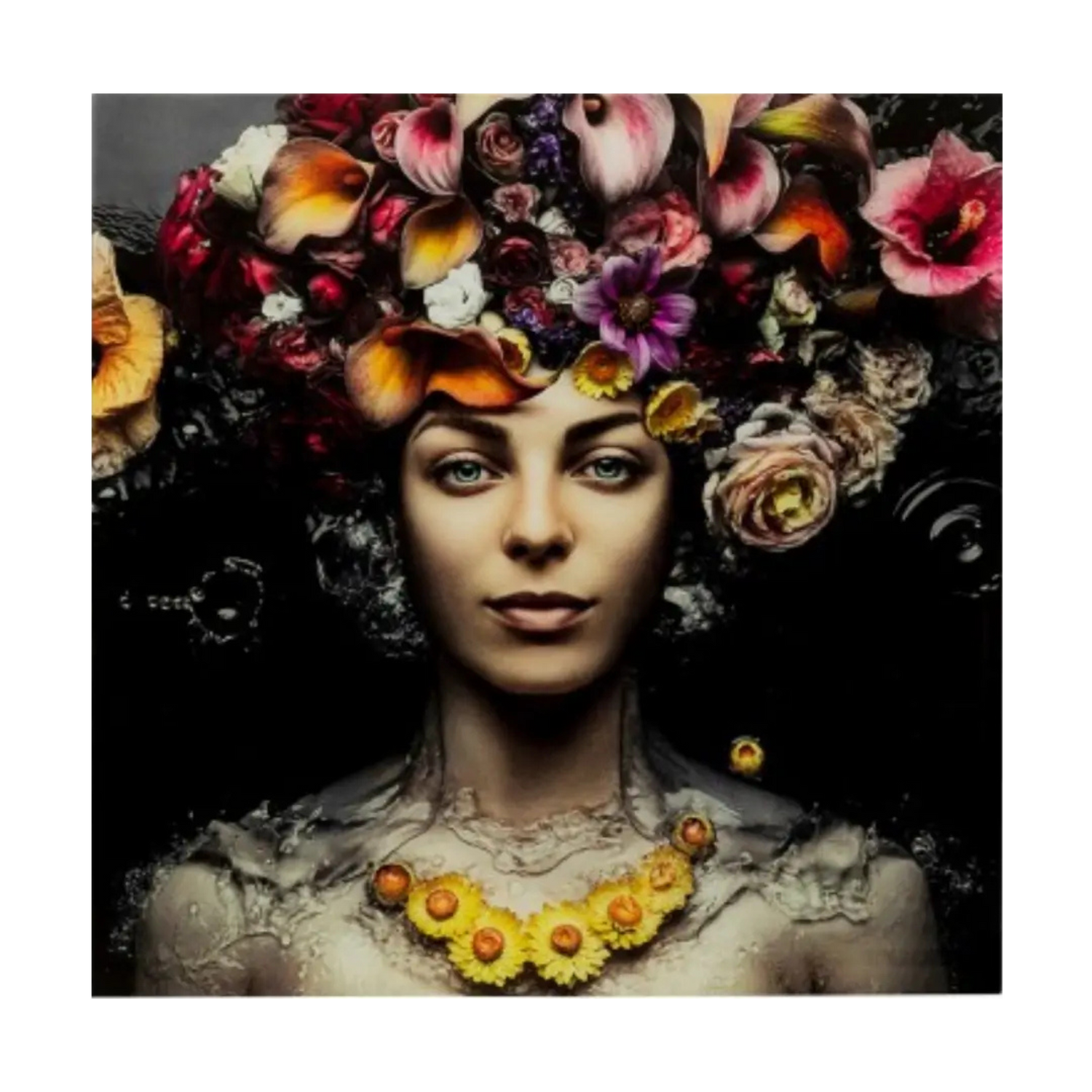 Picture Glass Flower Art Lady 120x120cm KARE